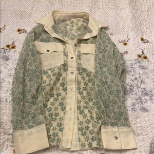 Pink lily floral button up